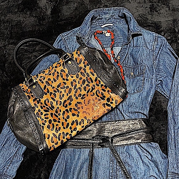 Replica orYANY Leopard Print/Cowhide Satchel Bag - Picture 2 of 12